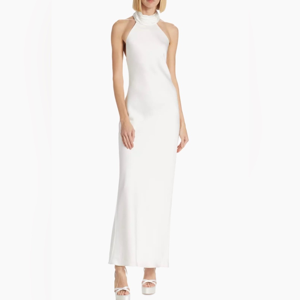 NWT Ramy Brook White Halter Maxi Dress
